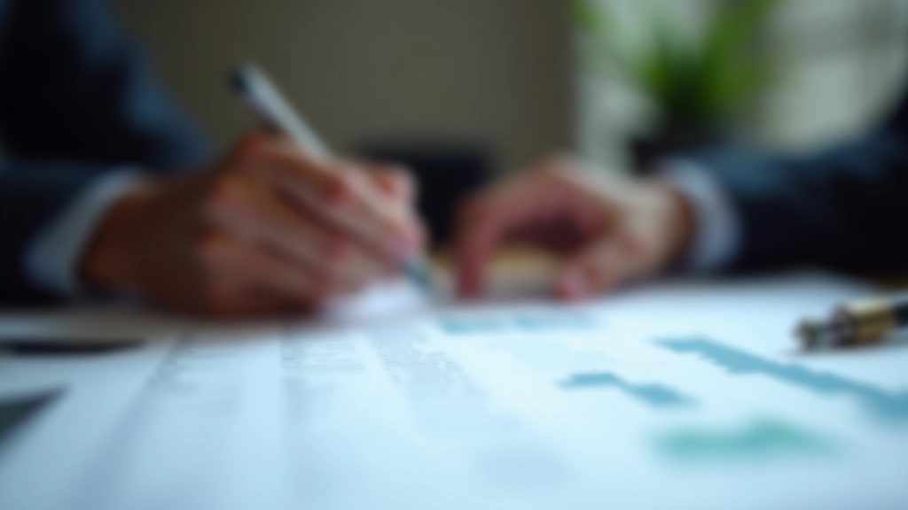 Close-up of a pen on financial documents with charts and data analysis spreadsheet