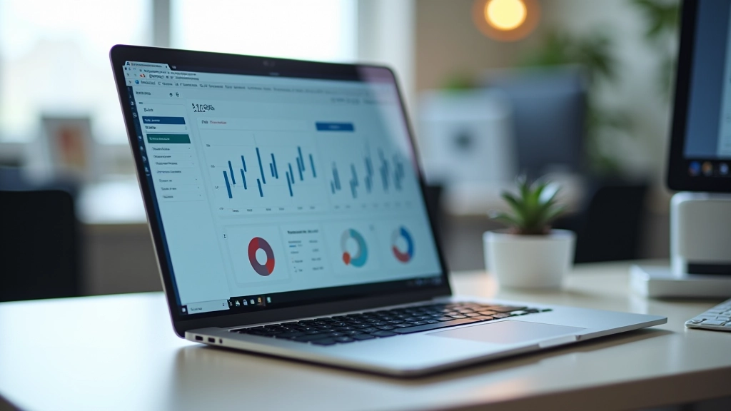 Modern workspace with laptop and business materials for tech startup growth